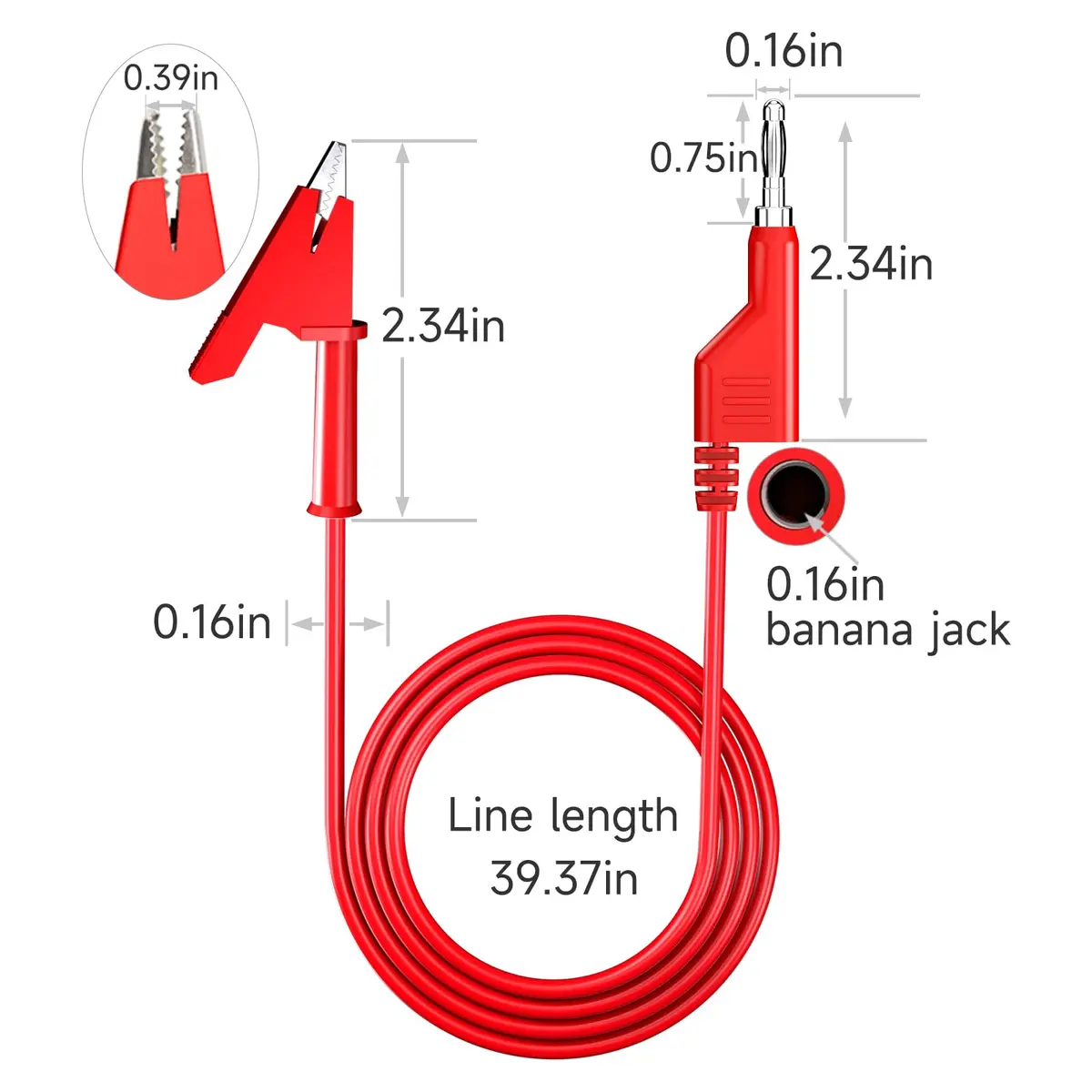 Goupchn Test Leads 1m (3.3ft) | 1000V 15A Stackable Banana Plug to Alligator Clip Set - view 2