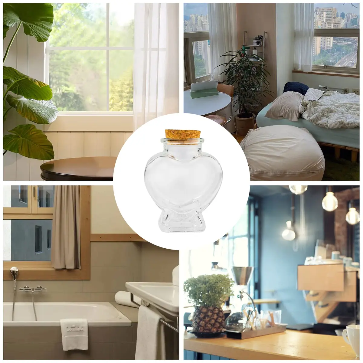 FJNATINH Heart Glass Bottle with Cork Stopper 50ml | Love Shape Decor - view 8