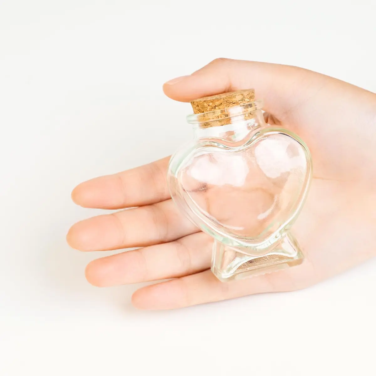 FJNATINH Heart Glass Bottle with Cork Stopper 50ml | Love Shape Decor - view 3