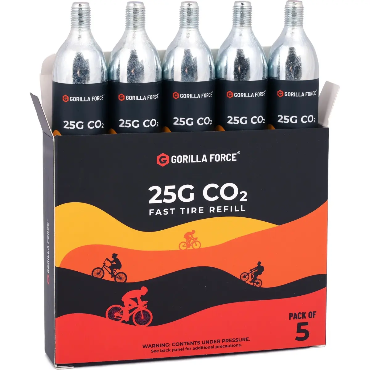 Gorilla Force 25g CO2 Cartridges 5-Pack | Fast Flat Repair for Bikes - view 3