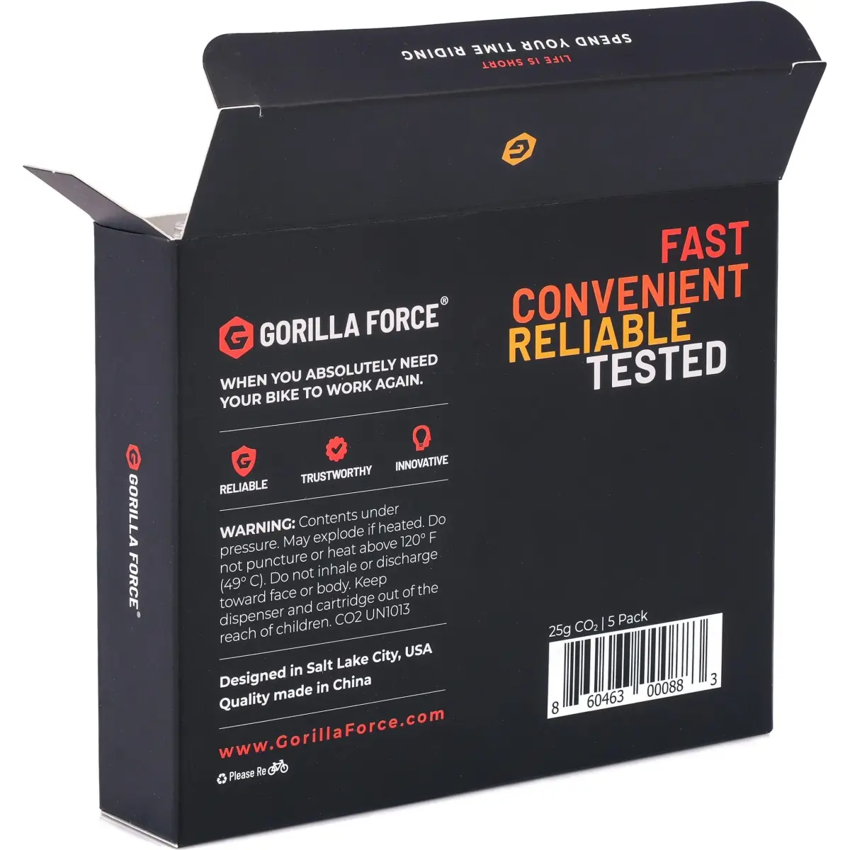 Gorilla Force 25g CO2 Cartridges 5-Pack | Fast Flat Repair for Bikes - view 4