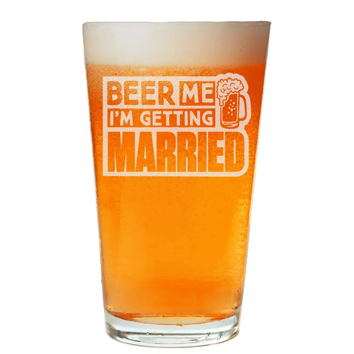 NeeNoNex Beer Me I'm Getting Married Beer Pint 473ml (16 oz) | Laser Engraved Glass for Wedding Gifts - main product image
