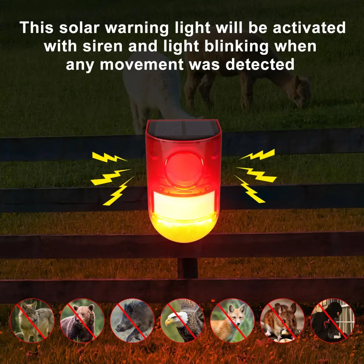 Aolyty Solar Motion Sensor Alarm Light with Siren and Red LED Flashing, 800m Visibility | Motion Detector Device India - view 5