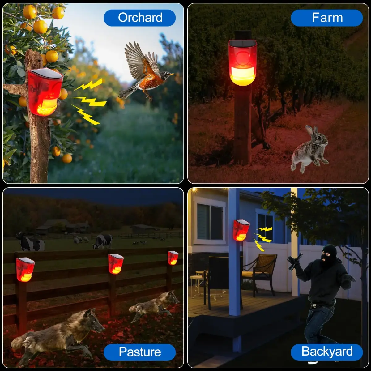 Aolyty Solar Motion Sensor Alarm Light with Siren and Red LED Flashing, 800m Visibility | Motion Detector Device India - view 6