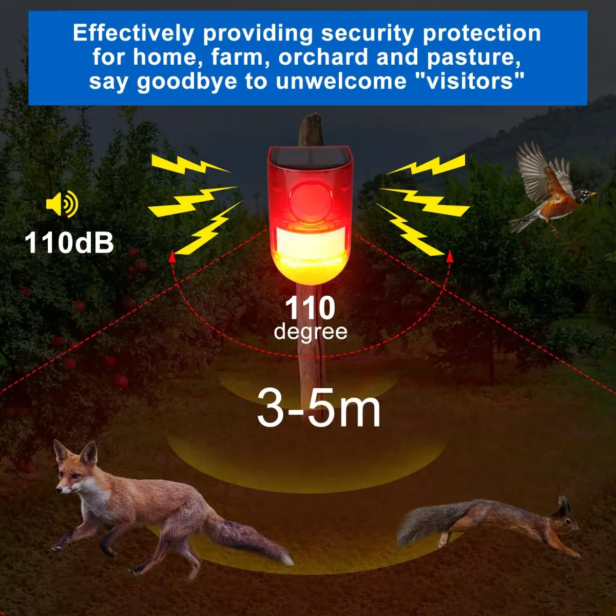 Aolyty Solar Motion Sensor Alarm Light with Siren and Red LED Flashing, 800m Visibility | Motion Detector Device India - view 3