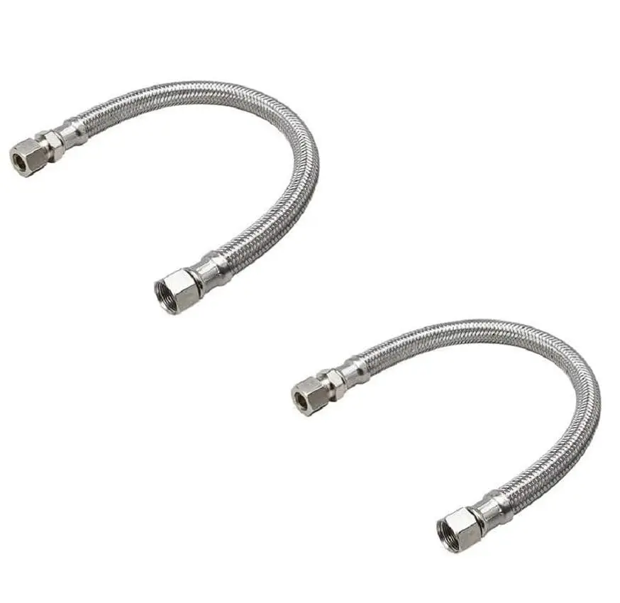 EZ-FLUID 20-Inch (50.8 cm) Stainless Steel Braided Faucet Connector Set | cUPC, NSF Certified Lead-Free Extension Lines - view 2