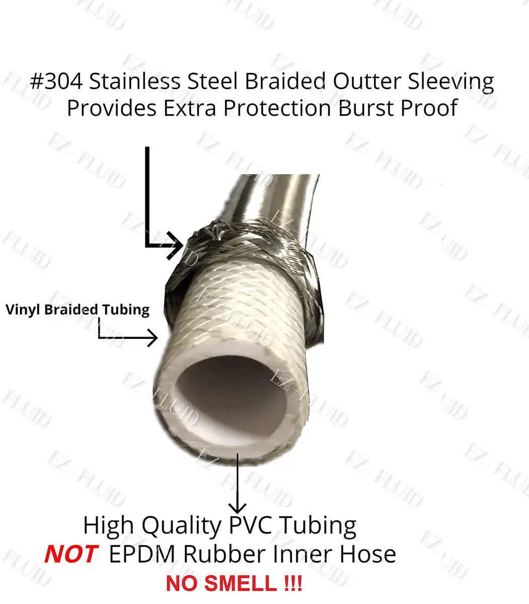EZ-FLUID 20-Inch (50.8 cm) Stainless Steel Braided Faucet Connector Set | cUPC, NSF Certified Lead-Free Extension Lines - view 5
