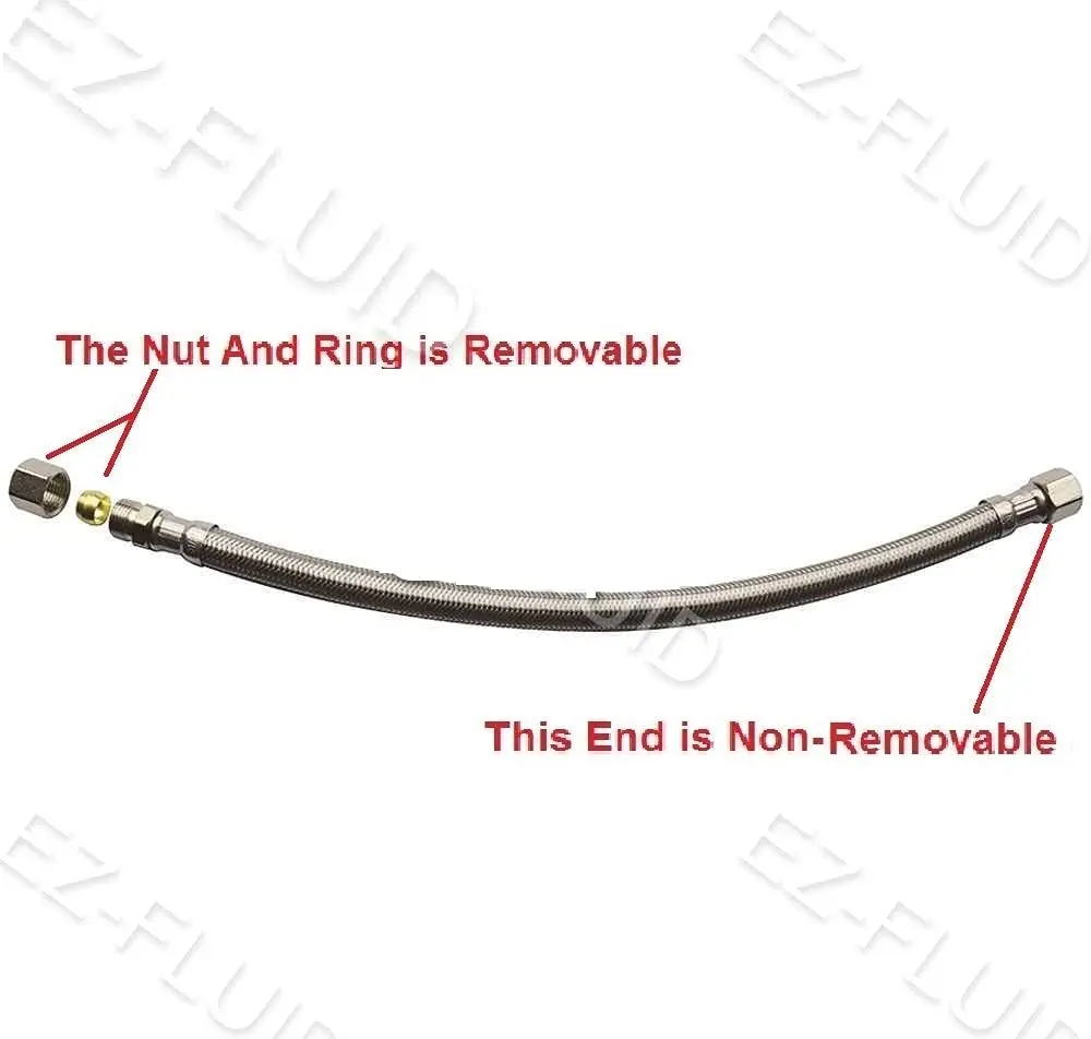 EZ-FLUID 12-Inch Faucet Supply Extension Line 3/8" Male Comp. To 3/8" Female Compression Stainless Steel Braided Faucet Extension Supply Hose Connector Lines (1-Pack) - view 5