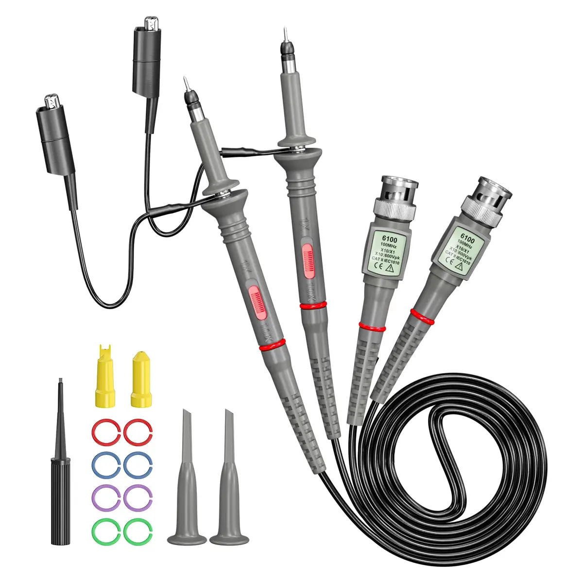 Goupchn P6100 Oscilloscope Probe 100MHz 1X/10X Attenuation 2-Pack | Precision Measuring Tool for Indian Labs - main product image