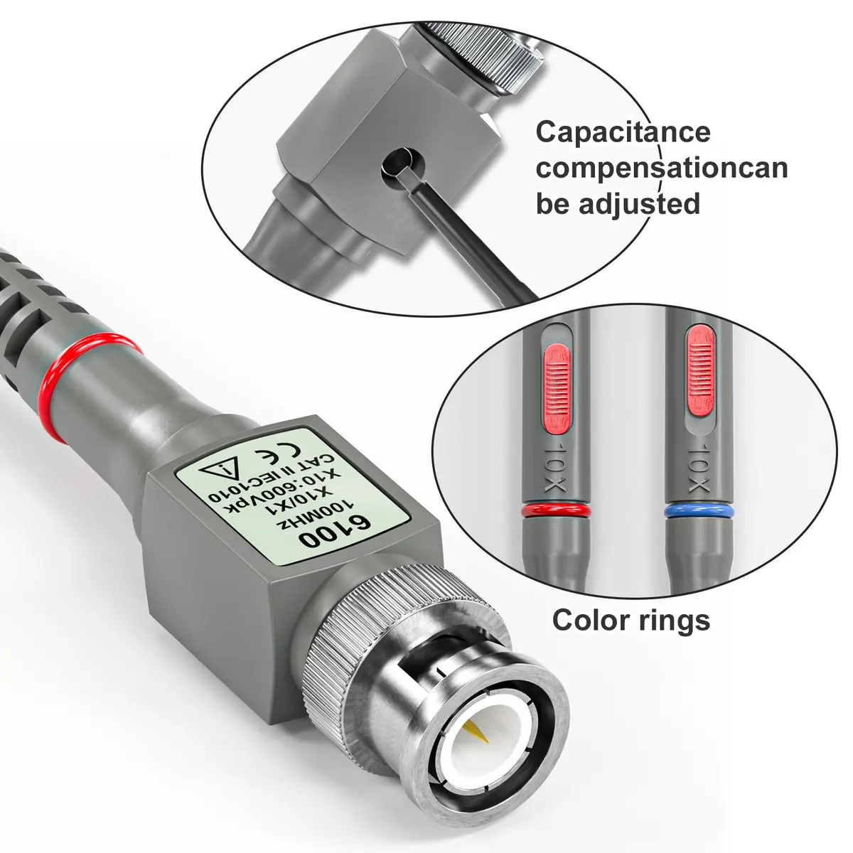 Goupchn P6100 Oscilloscope Probe 100MHz 1X/10X Attenuation 2-Pack | Precision Measuring Tool for Indian Labs - view 3
