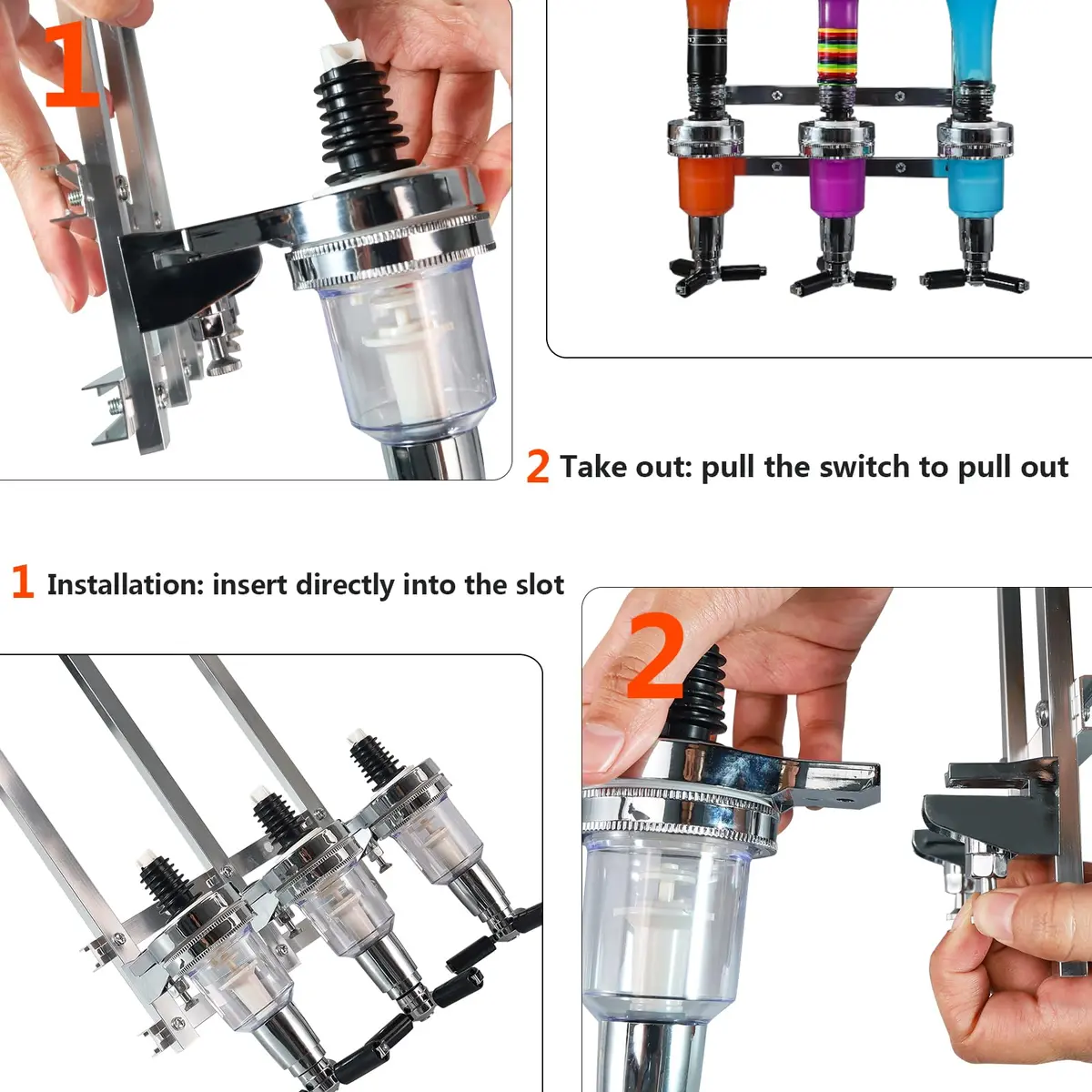 MUGLIO 3 Bottle Wall Mounted Liquor Dispenser Silver | Modern Bar Butler Bracket for Home Bars - view 3