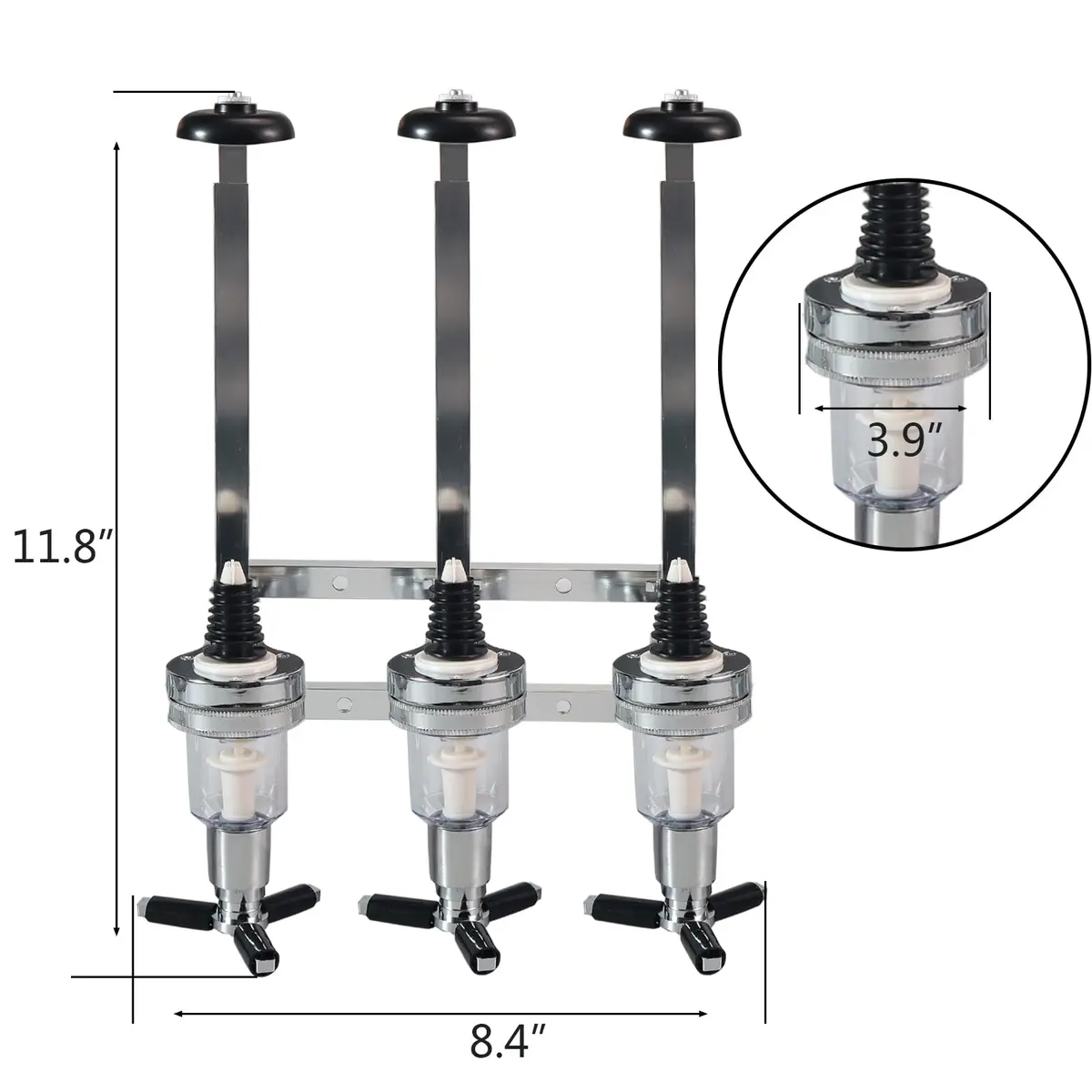 MUGLIO 3 Bottle Wall Mounted Liquor Dispenser Silver | Modern Bar Butler Bracket for Home Bars - view 4