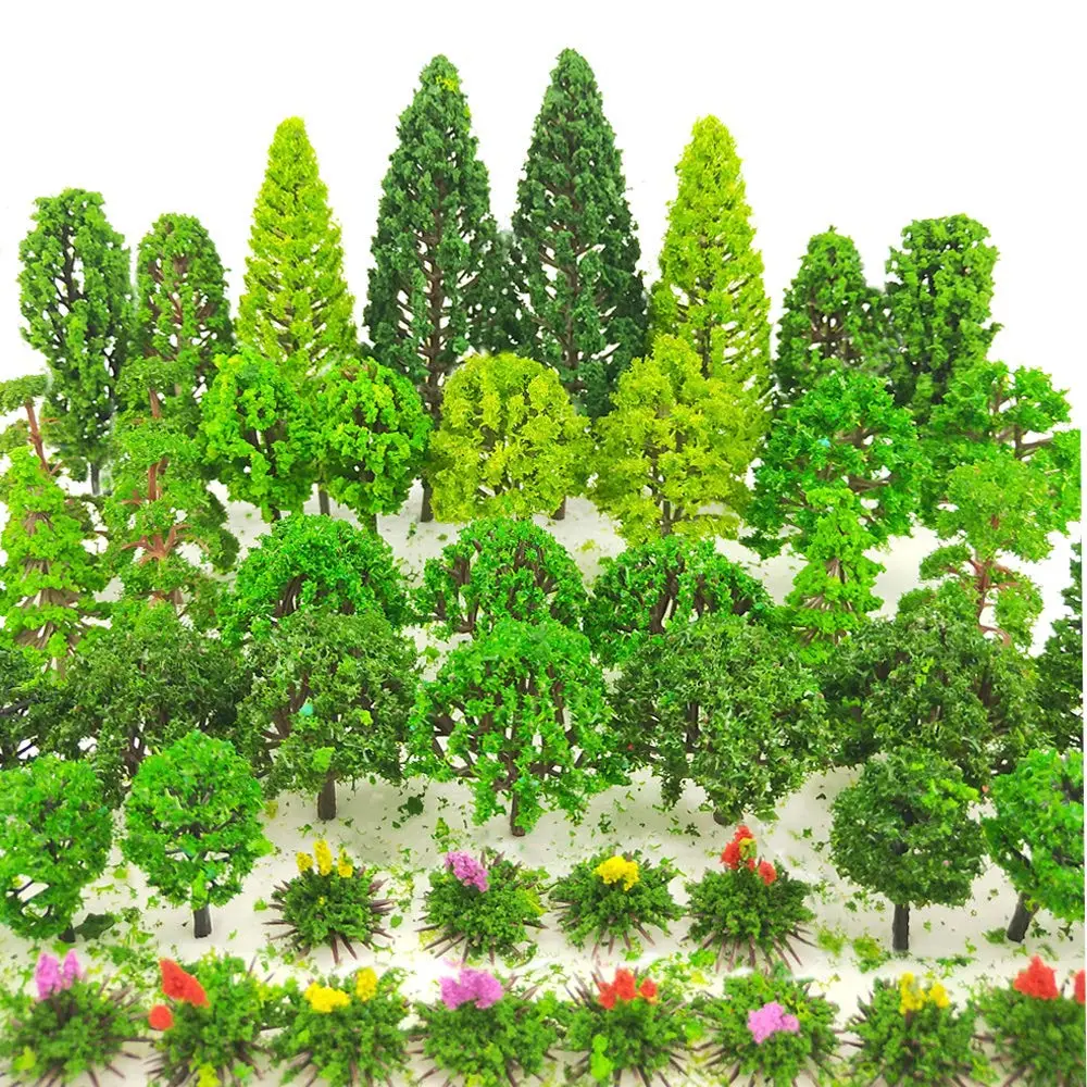 Tazimi Natural Artificial Model Trees 3.5-15 cm (1.36-6 inch) | 60 Pieces for Diorama & Train Scenery - main product image