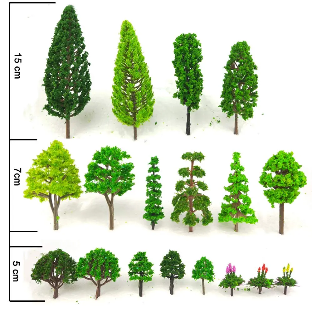 Tazimi Natural Artificial Model Trees 3.5-15 cm (1.36-6 inch) | 60 Pieces for Diorama & Train Scenery - view 2