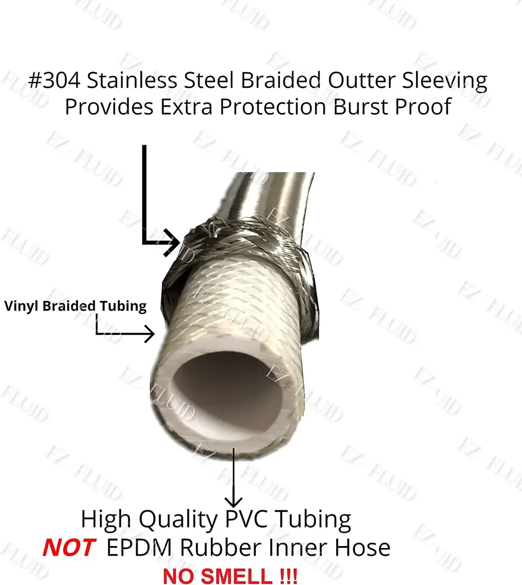 EZ-FLUID 12-Inch Faucet Supply Extension Line 3/8" Male Comp. To 3/8" Female Compression Stainless Steel Braided Faucet Extension Supply Hose Connector Lines (2-Pack, 30.48 cm) - view 5