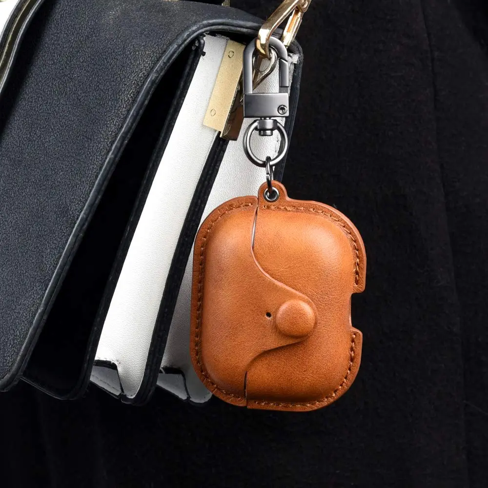 Froggen Genuine Leather AirPods Pro Case with Keychain Hook | Front LED Visible - view 5
