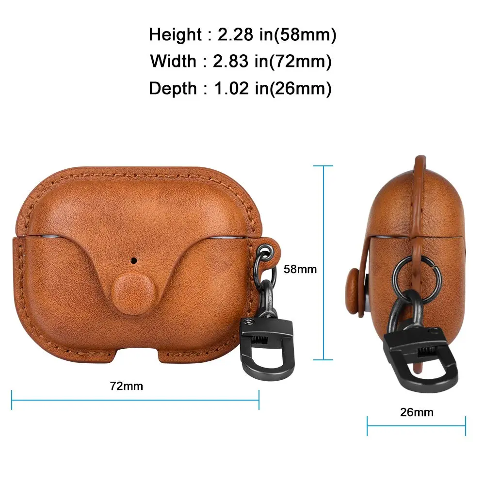 Froggen Genuine Leather AirPods Pro Case with Keychain Hook | Front LED Visible - view 4