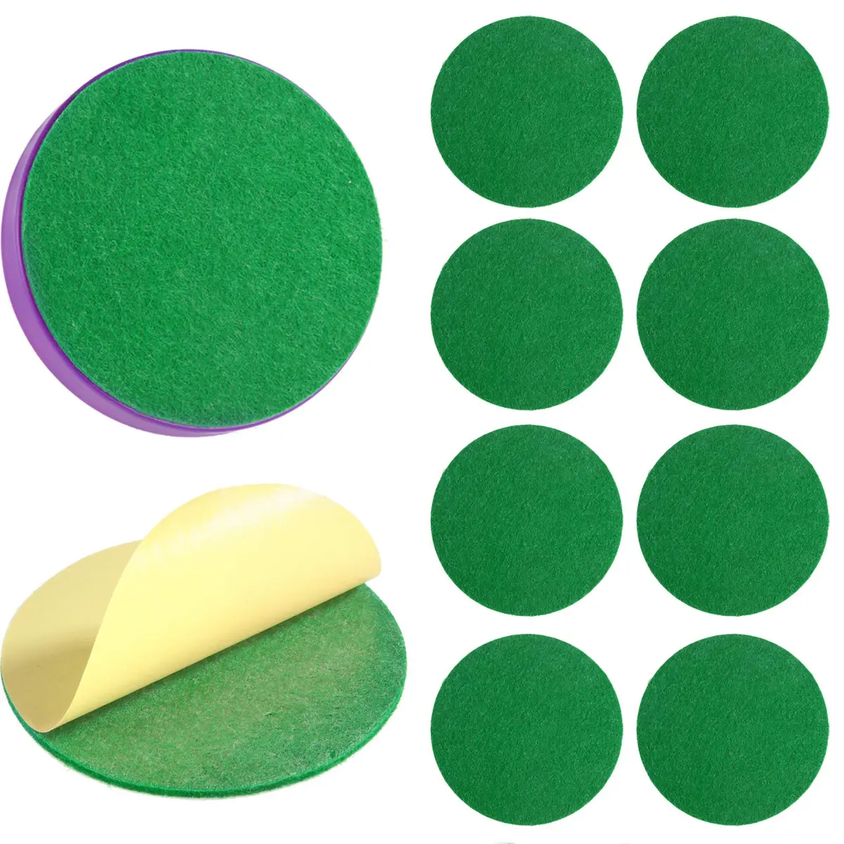Gejoy Air Hockey Paddle Felt Pads 94 mm (3.7 inches) — 8-Pack | Protects Table & Pushers - main product image