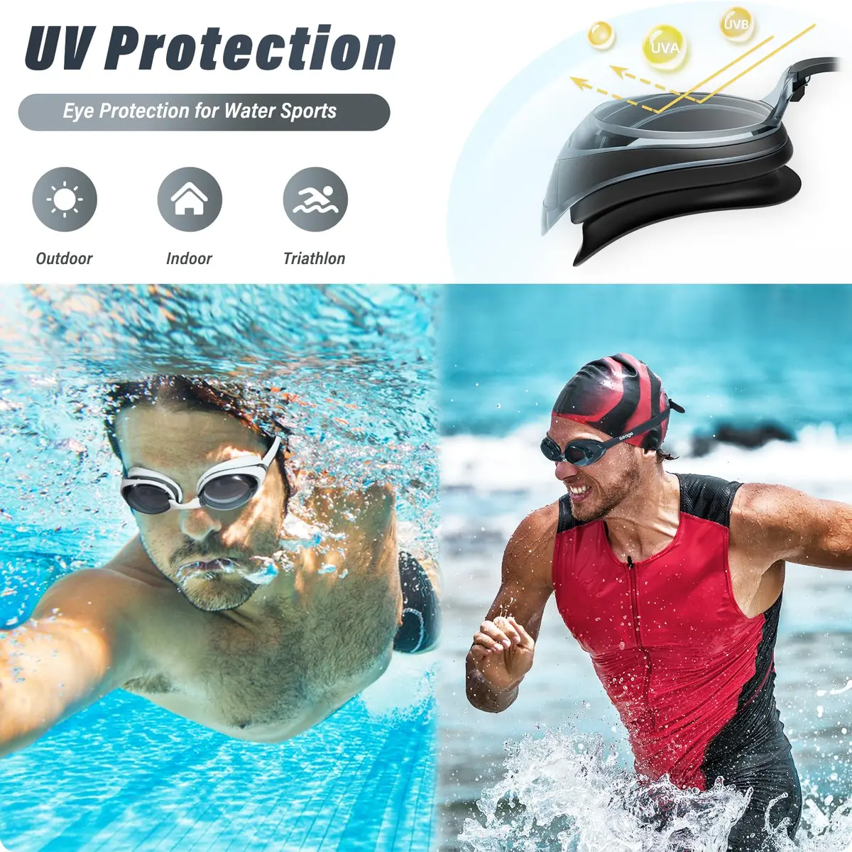 Seago Adult Swim Goggles 2-Pack | Anti-Fog, UV Protection, Leakproof - view 6