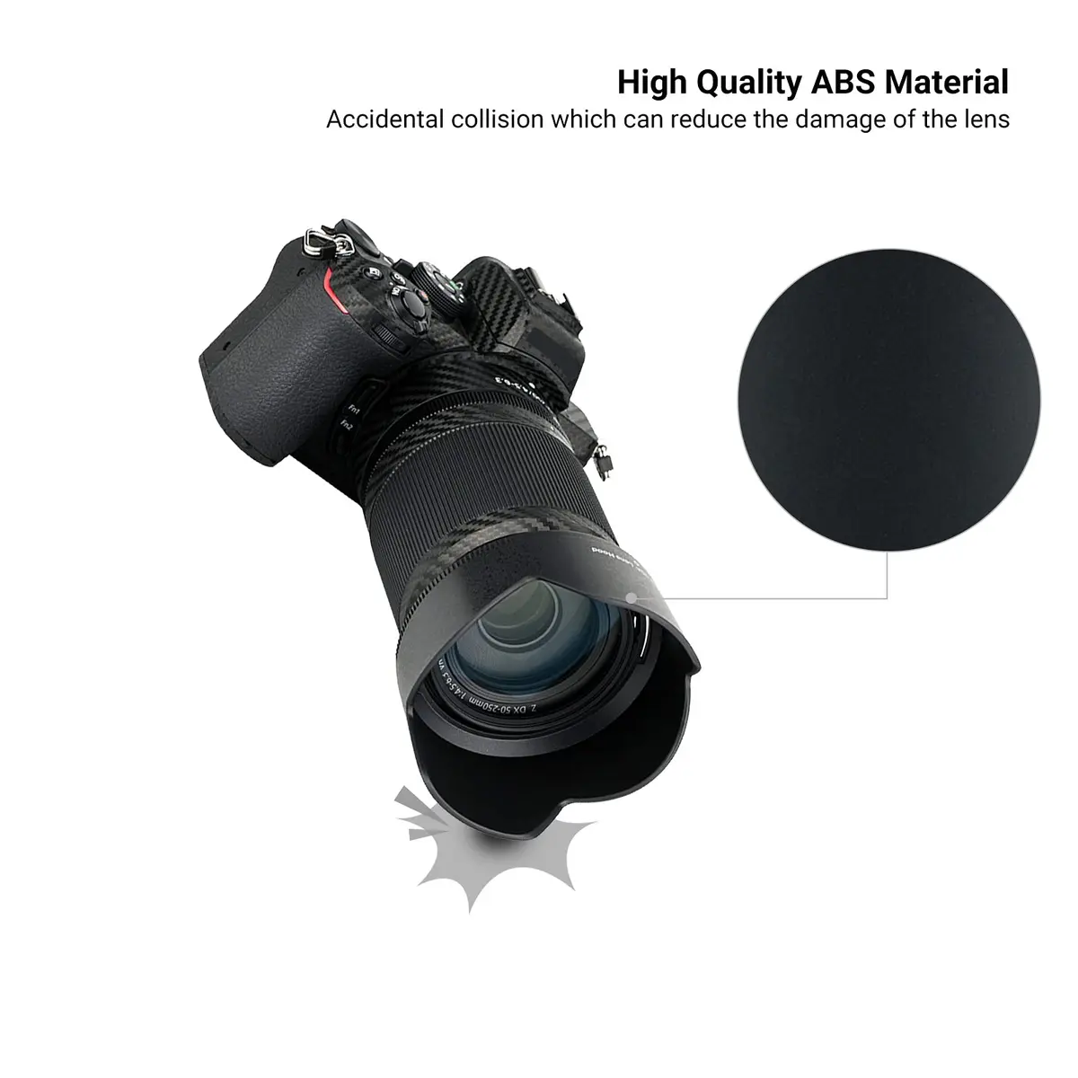 JJC Lens Hood for Nikon NIKKOR Z DX 50-250mm f/4.5-6.3 VR & Z 50mm f/1.8 S Lens | Reversible Shade Replace HB-90A - view 5