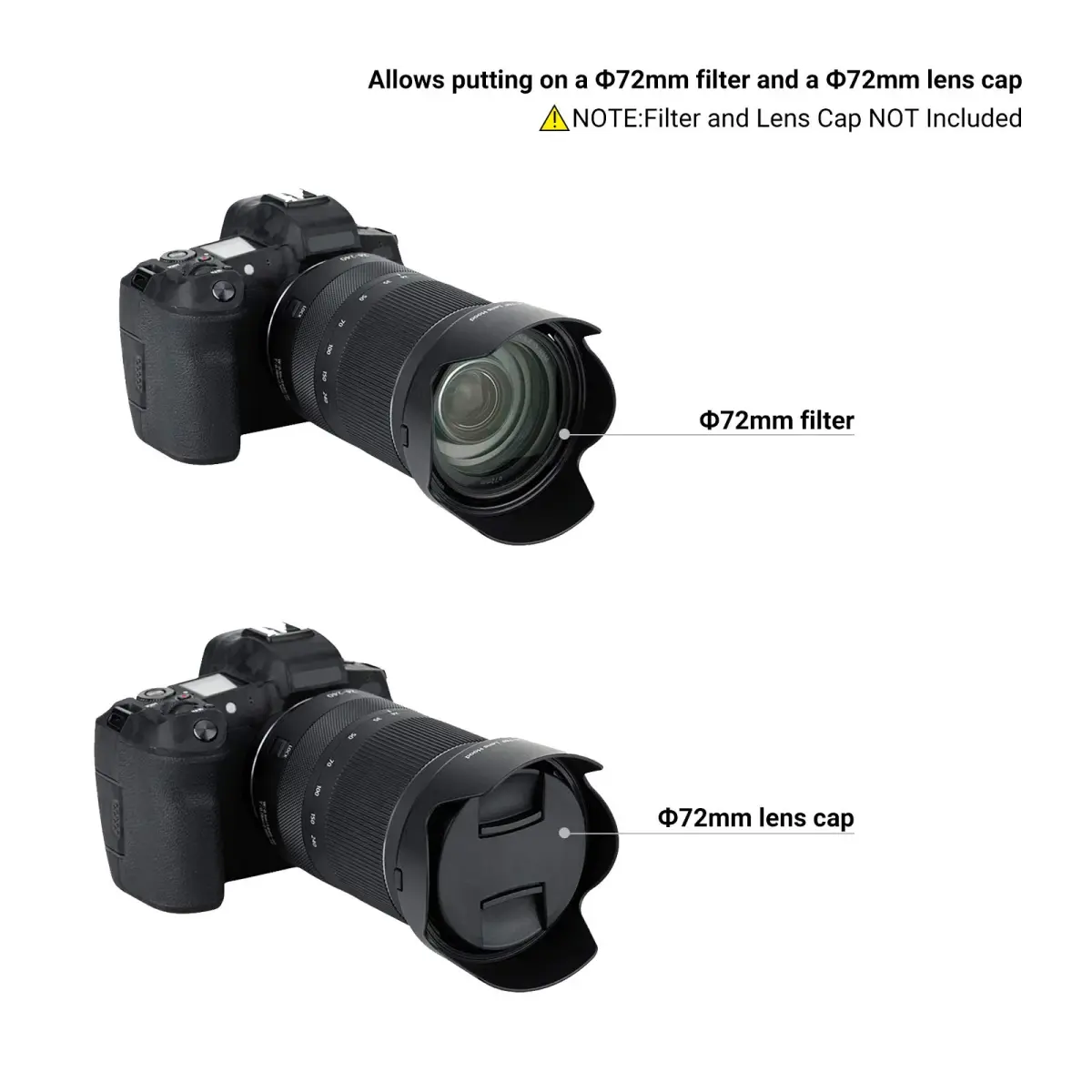 JJC EW-78F Lens Hood for Canon RF 24-240mm f/4-6.3 IS USM Lens | Reversible Lens Shade Cover with 72mm Filter Compatibility - view 4