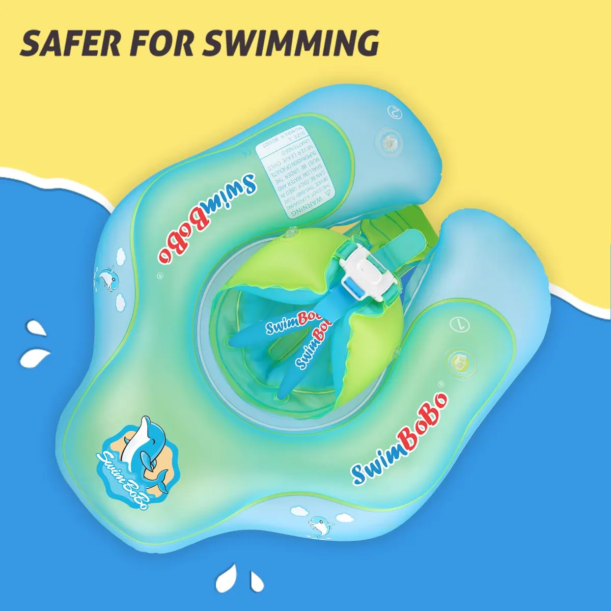 Swimbobo Baby Swimming Float Ring L (57cm Outer Diameter) | Dual Airbags, Safety Support Bottom - view 7