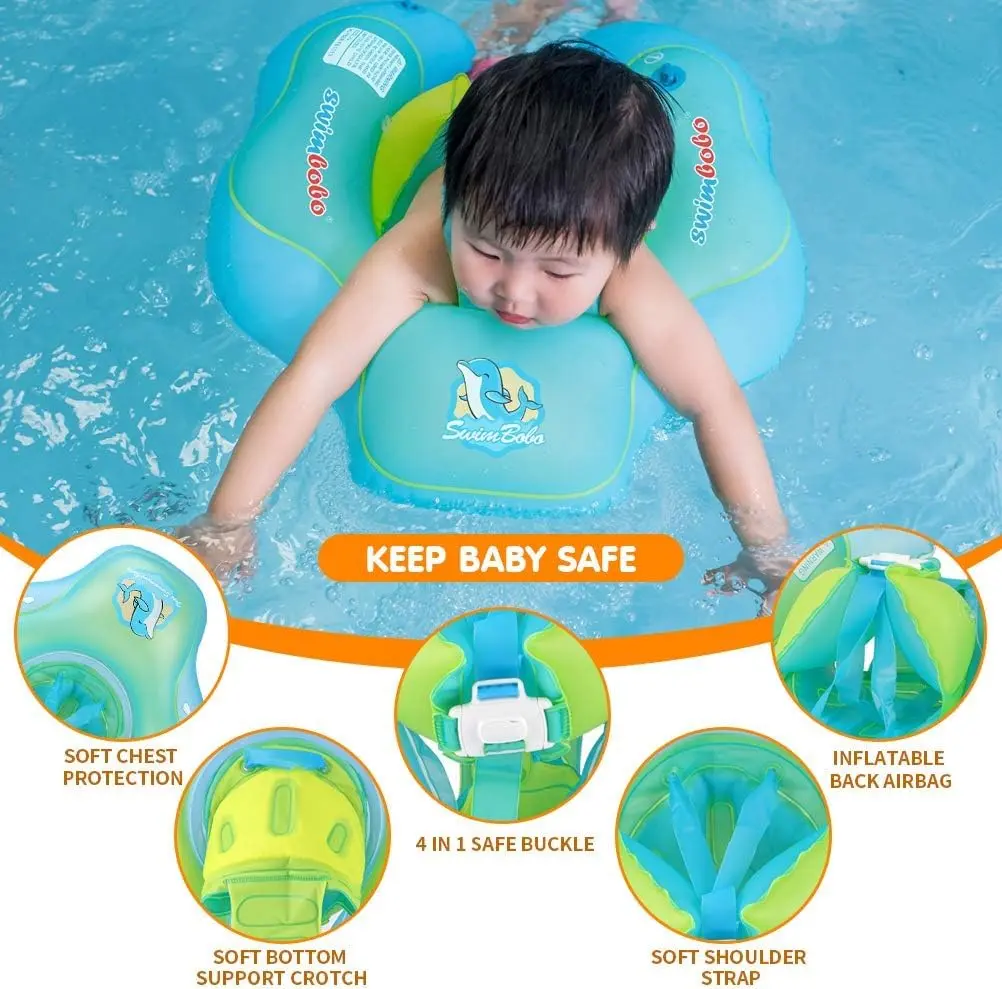 Swimbobo Baby Swimming Float Ring XL Blue | Dual Airbag Safety Support for 3-36 Months - view 5