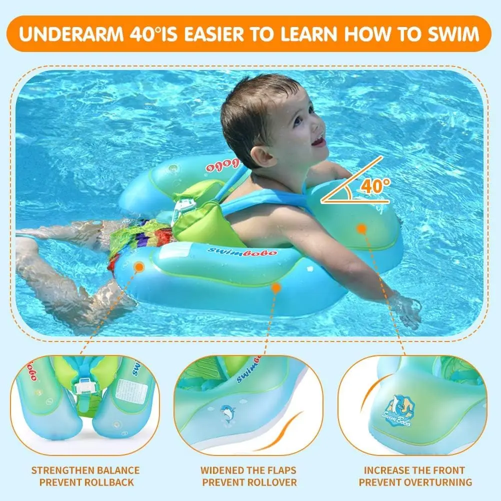 Swimbobo Baby Swimming Float Ring XL Blue | Dual Airbag Safety Support for 3-36 Months - view 4