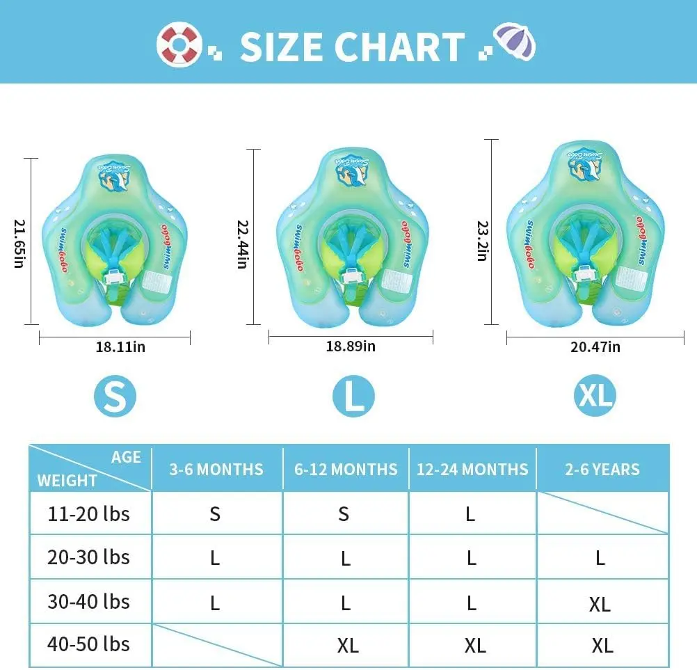 Swimbobo Baby Swim Float Blue S | Dual Airbag Safety Support for 3-7 Months - view 6