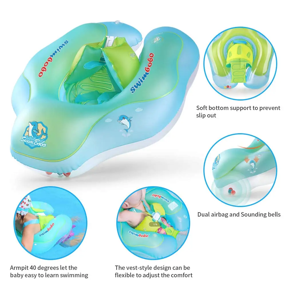 Swimbobo Baby Swim Float Blue S | Dual Airbag Safety Support for 3-7 Months - view 4