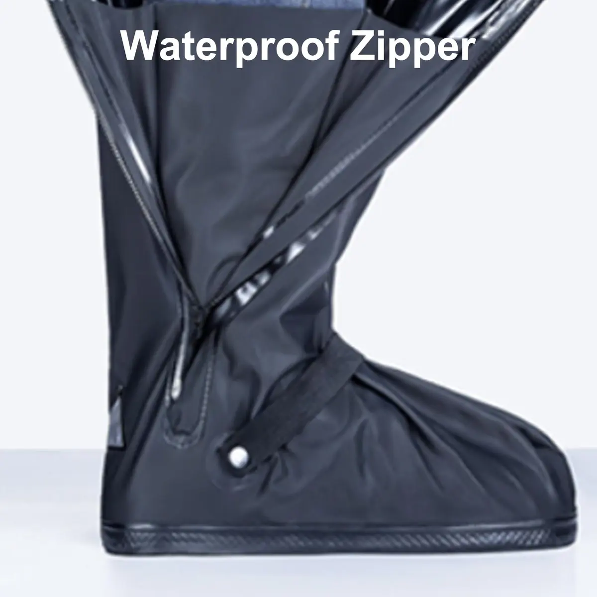 HEKEDES Waterproof Shoe Covers | Reusable & Foldable Rain Boot Cover with Zipper, Non-Slip, Reflector, Men Women Rain Gear, Black - view 7