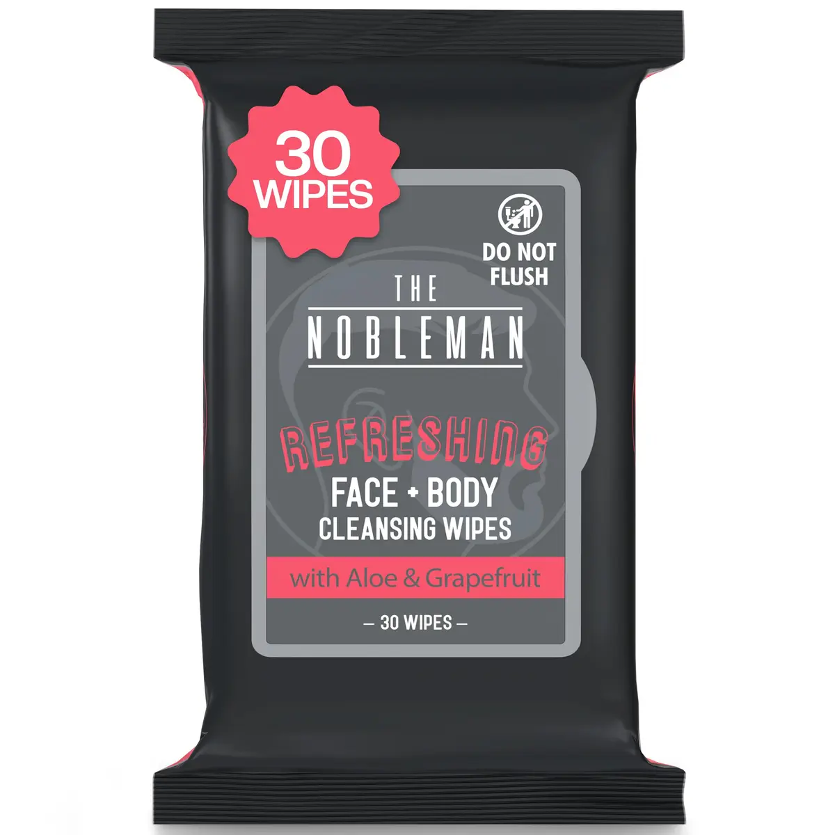 The Nobleman Refreshing Face & Body Cleansing Wipes – Aloe Vera & Grapefruit | Gentle, Biodegradable, 30 Ct - main product image