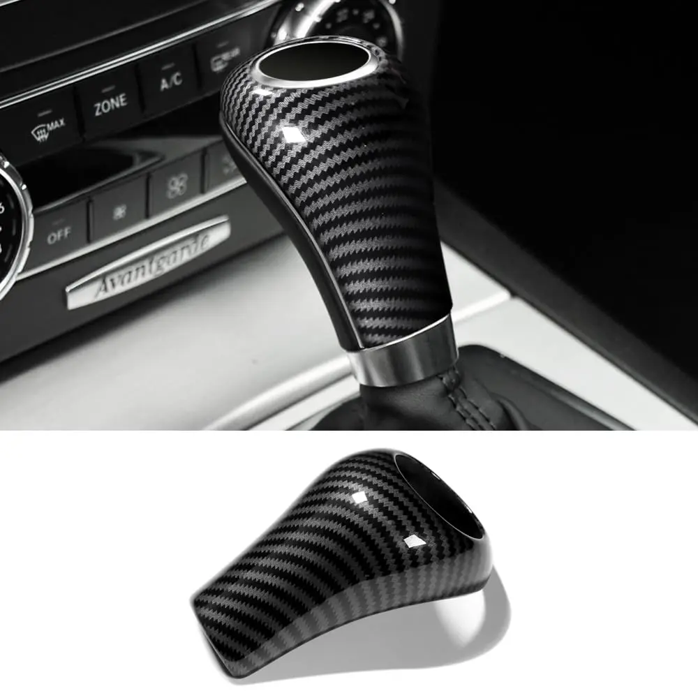CHARMINGHORSE Carbon Fiber Gear Shift Knob Cover Sticker for Mercedes-Benz W204 W212 A G E C CLS | Stylish & Durable - main product image