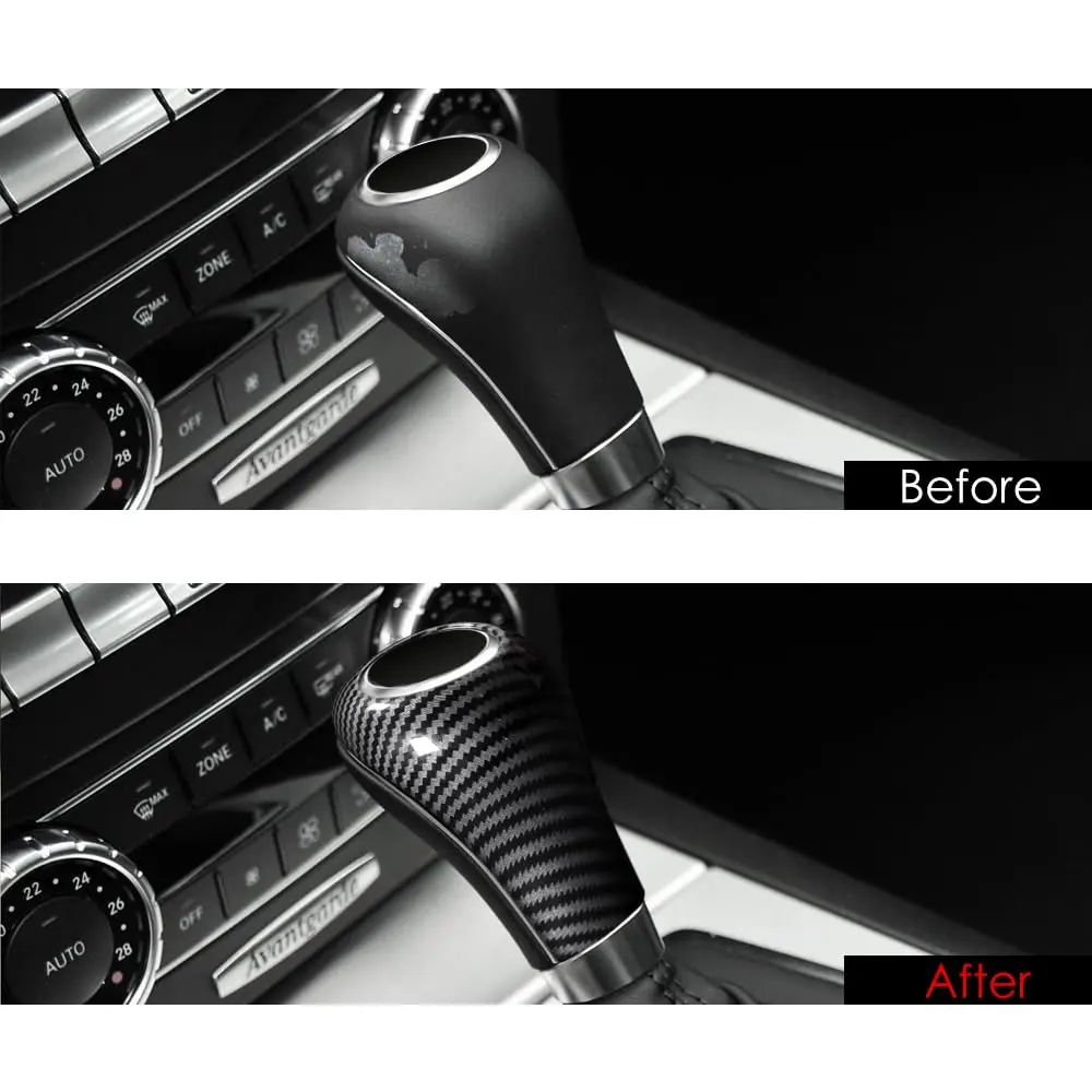 CHARMINGHORSE Carbon Fiber Gear Shift Knob Cover Sticker for Mercedes-Benz W204 W212 A G E C CLS | Stylish & Durable - view 3