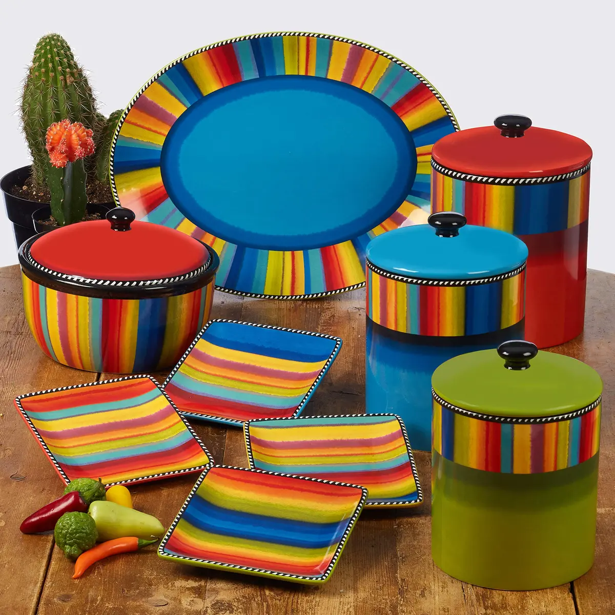 Certified International Sierra 8.25" Ceramic Bean Pot with Lid 72 oz | Vibrant Mexican-Inspired Serveware - view 2