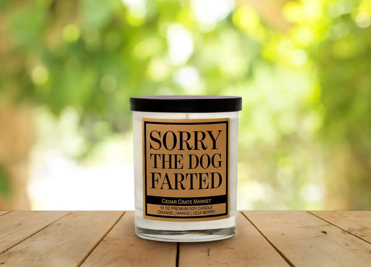 Cedar Crate Market Sorry The Dog Farted Soy Candle 13.5 OZ | Pet Odor Neutralizer & Gag Gift - view 3