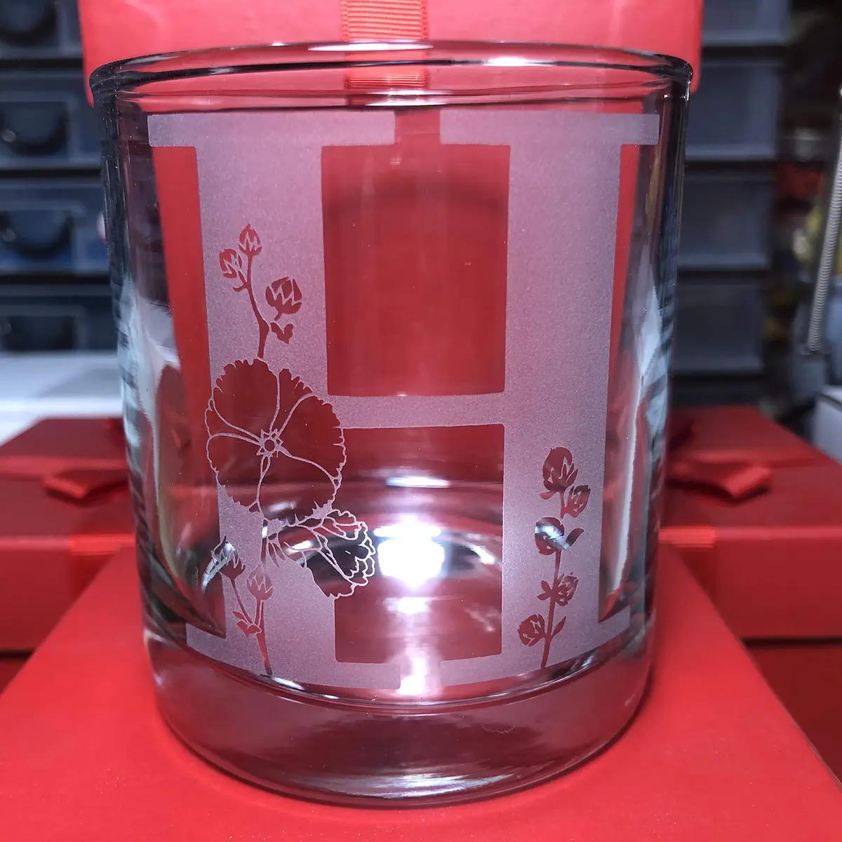 Alankathy Mug Floral Monogram Rock Glass Whiskey Flower Wine 10oz | Elegant & Permanent Etched Design - view 2