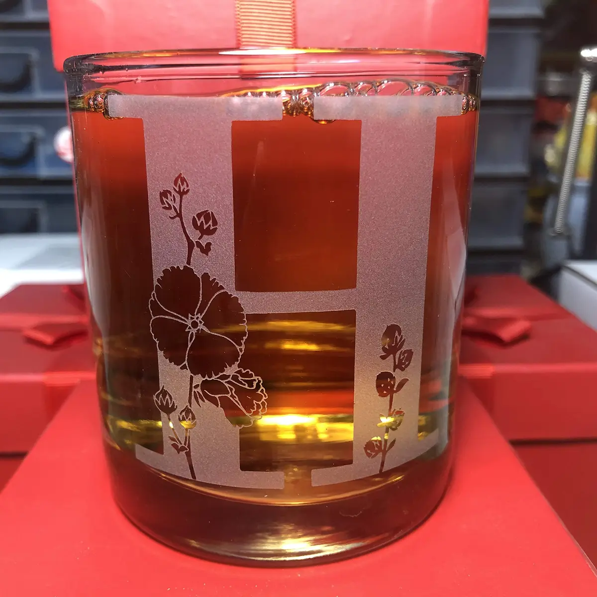 Alankathy Mug Floral Monogram Rock Glass Whiskey Flower Wine 10oz | Elegant & Permanent Etched Design - view 3