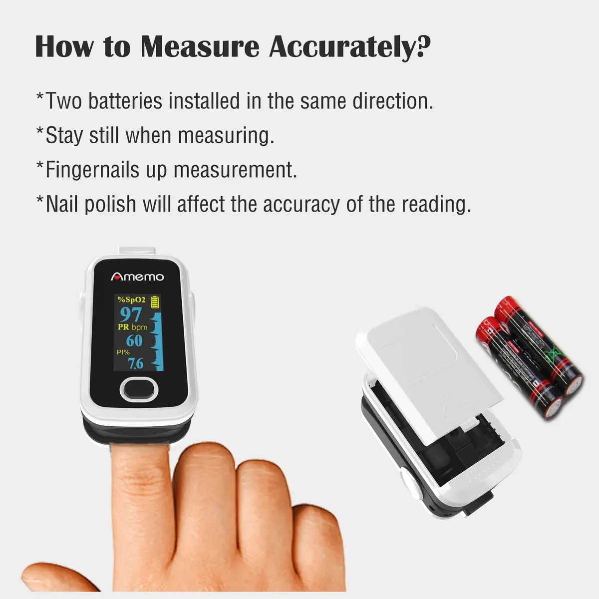 Amemo Blood Oxygen Monitor Fingertip OLED Display | Accurate, Durable & Easy to Use - view 7