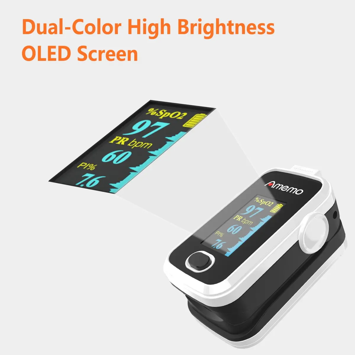 Amemo Blood Oxygen Monitor Fingertip OLED Display | Accurate, Durable & Easy to Use - view 8