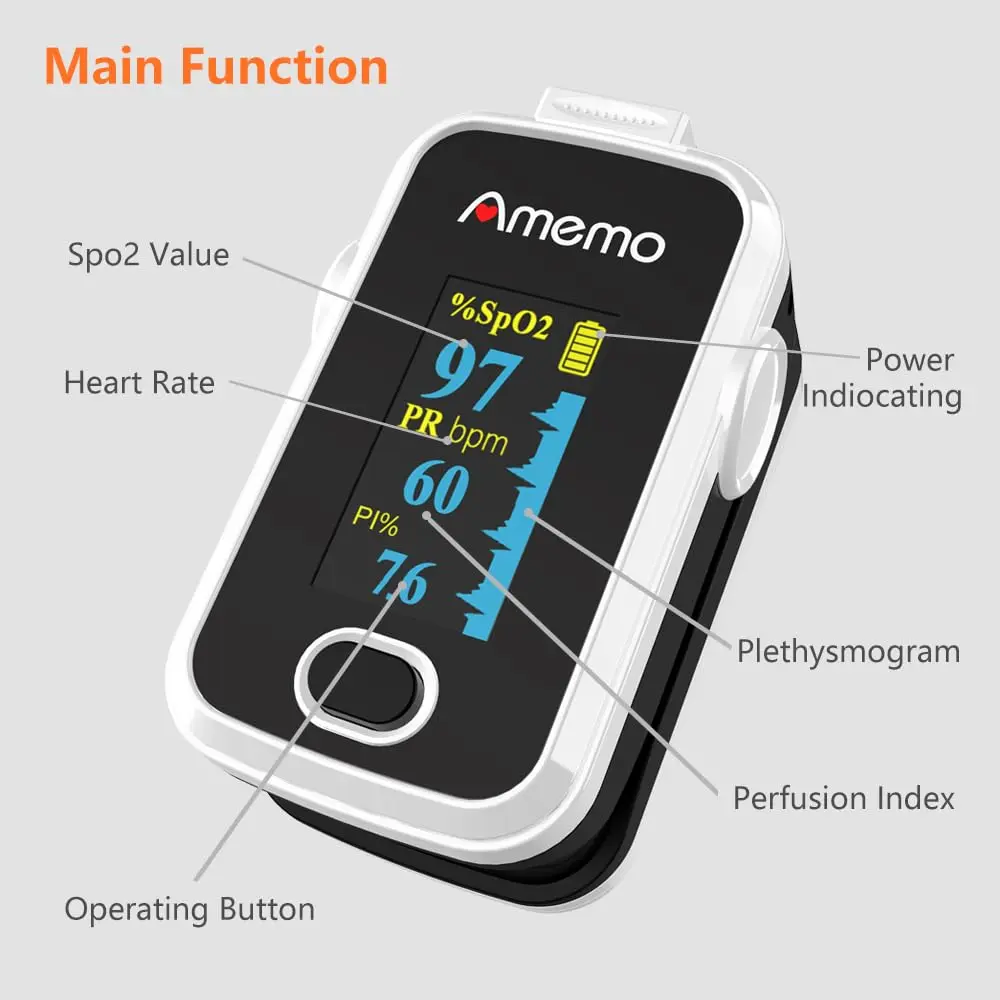 Amemo Blood Oxygen Monitor Fingertip OLED Display | Accurate, Durable & Easy to Use - view 2