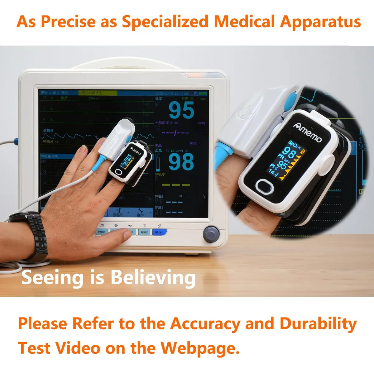 Amemo Blood Oxygen Monitor Fingertip OLED Display | Accurate, Durable & Easy to Use - view 3