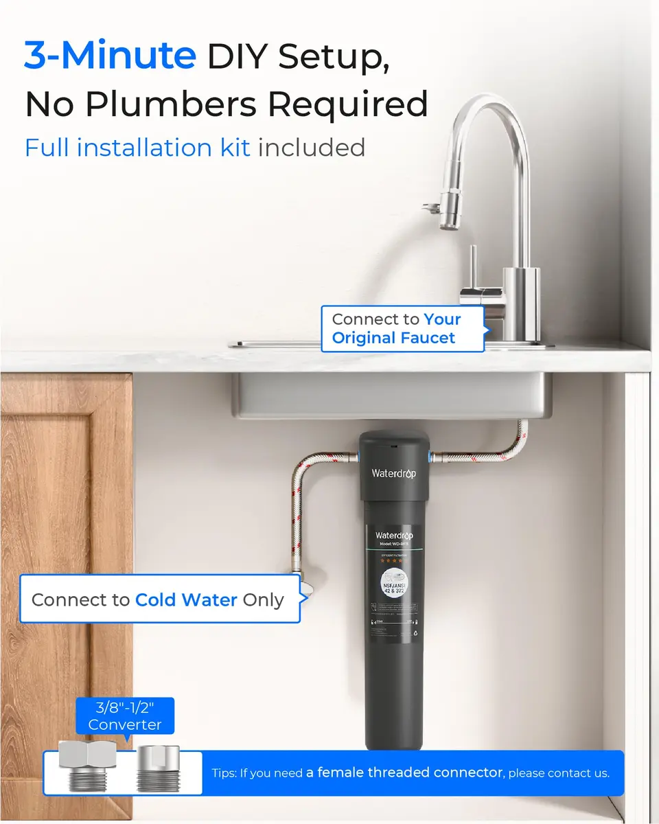 Waterdrop 15UA Under Sink Water Filter System | 19000 Gallons, 2 Years | NSF/ANSI 42 & 372 Certified - view 8
