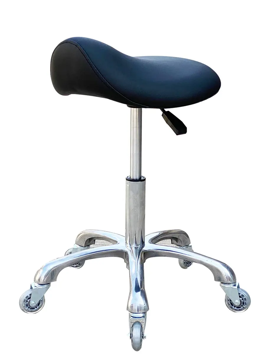 FRNIAMC Saddle Stool with Wheels | Ergonomic Swivel Height Adjustable for Clinic & Salon (Black) - main product image