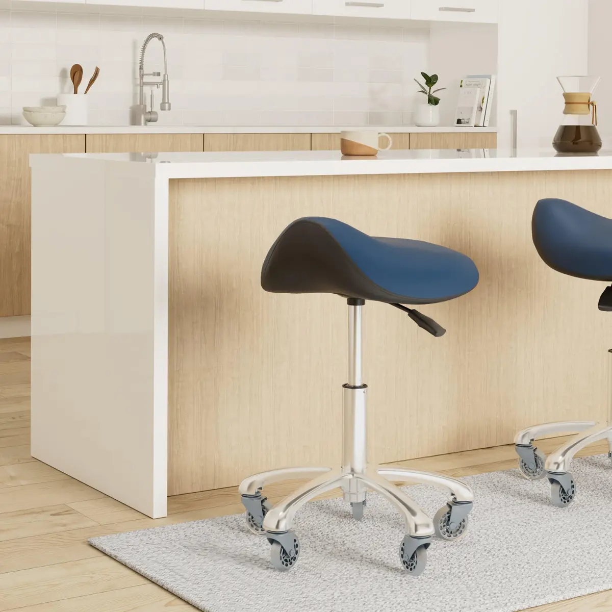 FRNIAMC Saddle Stool with Wheels | Ergonomic Swivel Height Adjustable for Clinic & Salon (Black) - view 2