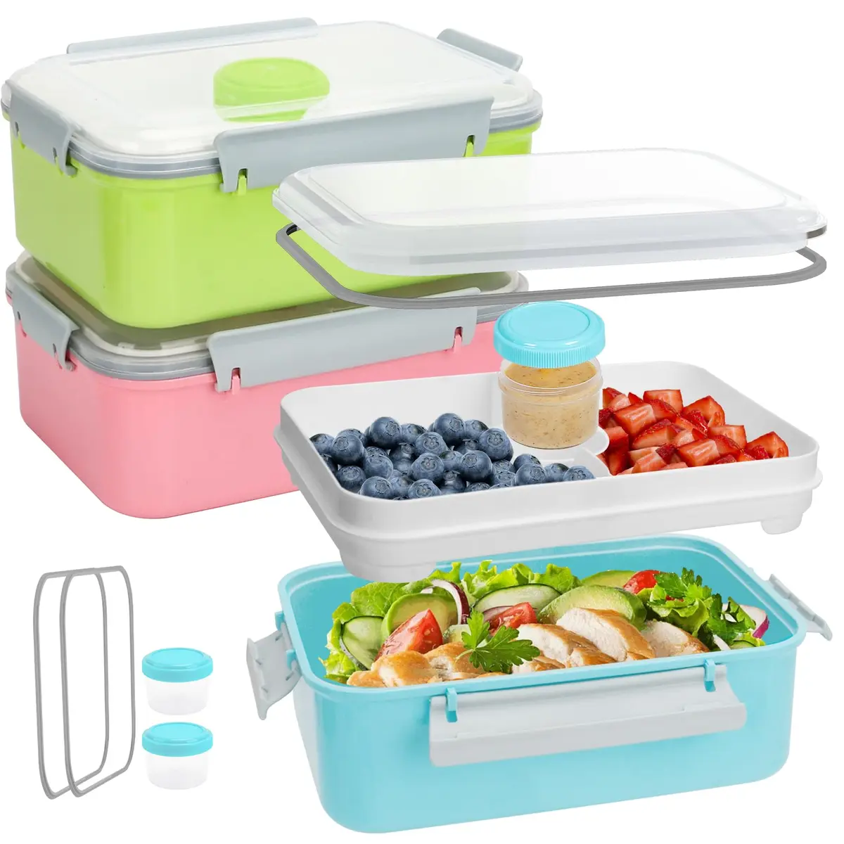 shopwithgreen 47oz Salad Lunch Container To Go | 3 Pack Food Storage & Bento Boxes, Microwave & Dishwasher Safe - main product image