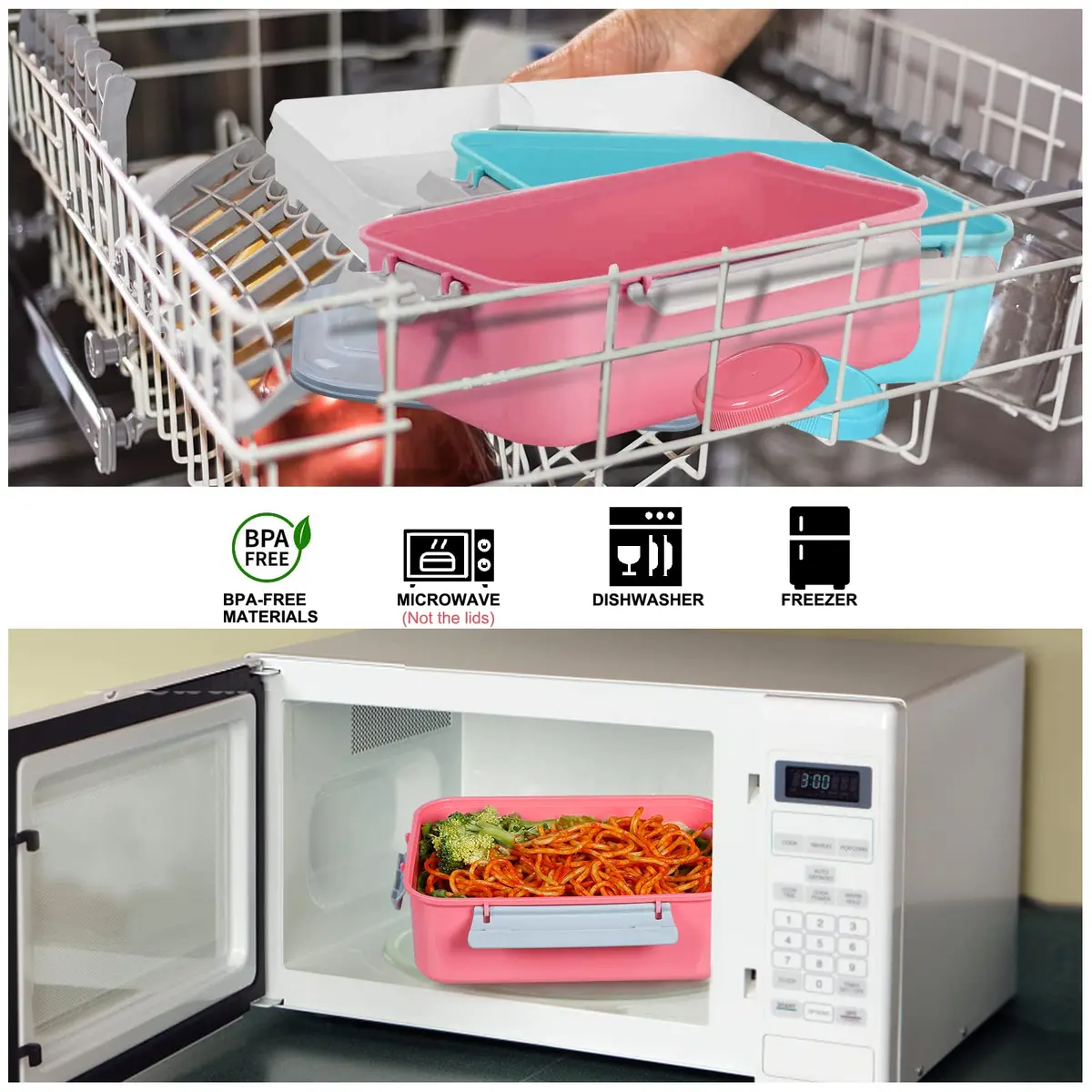 shopwithgreen 47oz Salad Lunch Container To Go | 3 Pack Food Storage & Bento Boxes, Microwave & Dishwasher Safe - view 5
