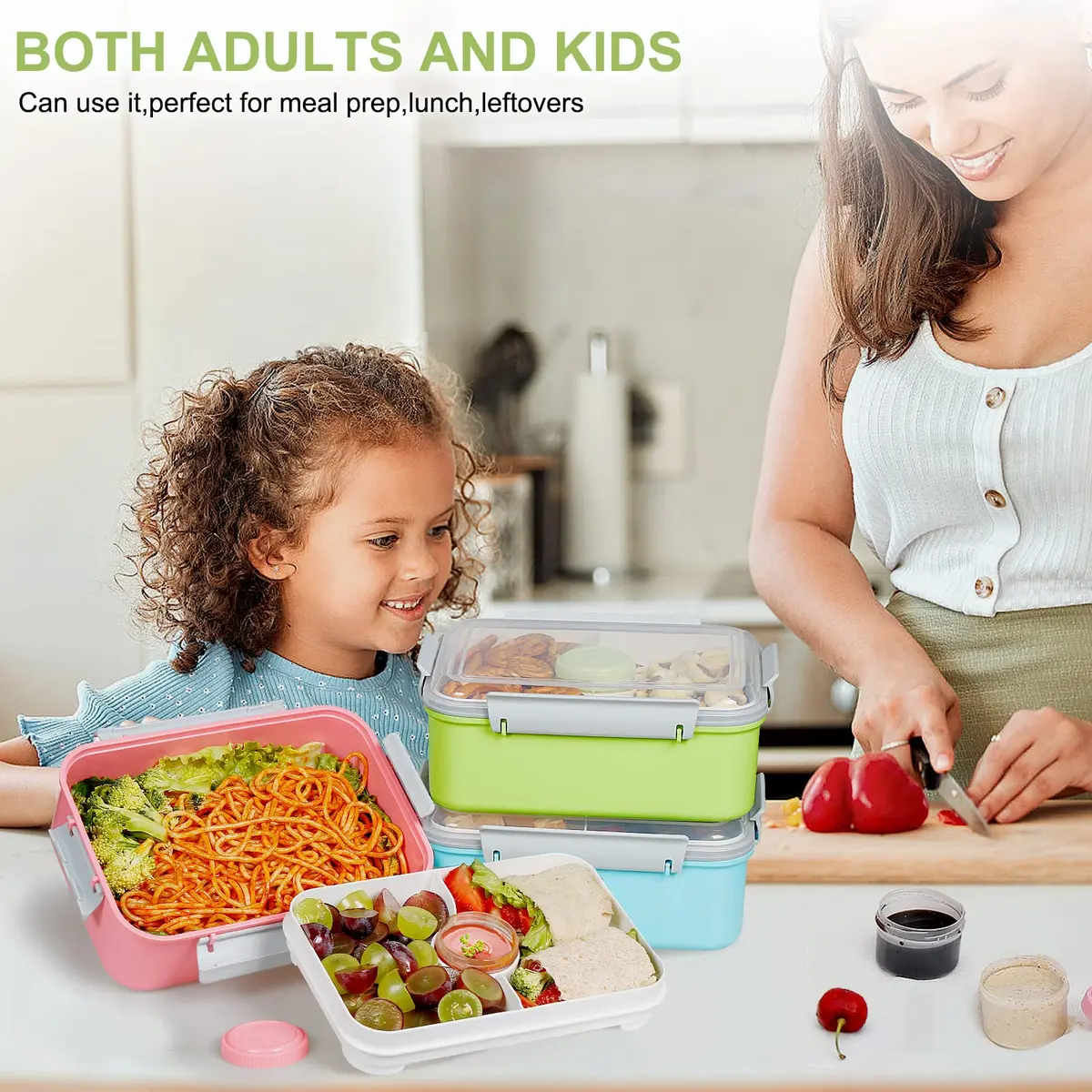 shopwithgreen 47oz Salad Lunch Container To Go | 3 Pack Food Storage & Bento Boxes, Microwave & Dishwasher Safe - view 7