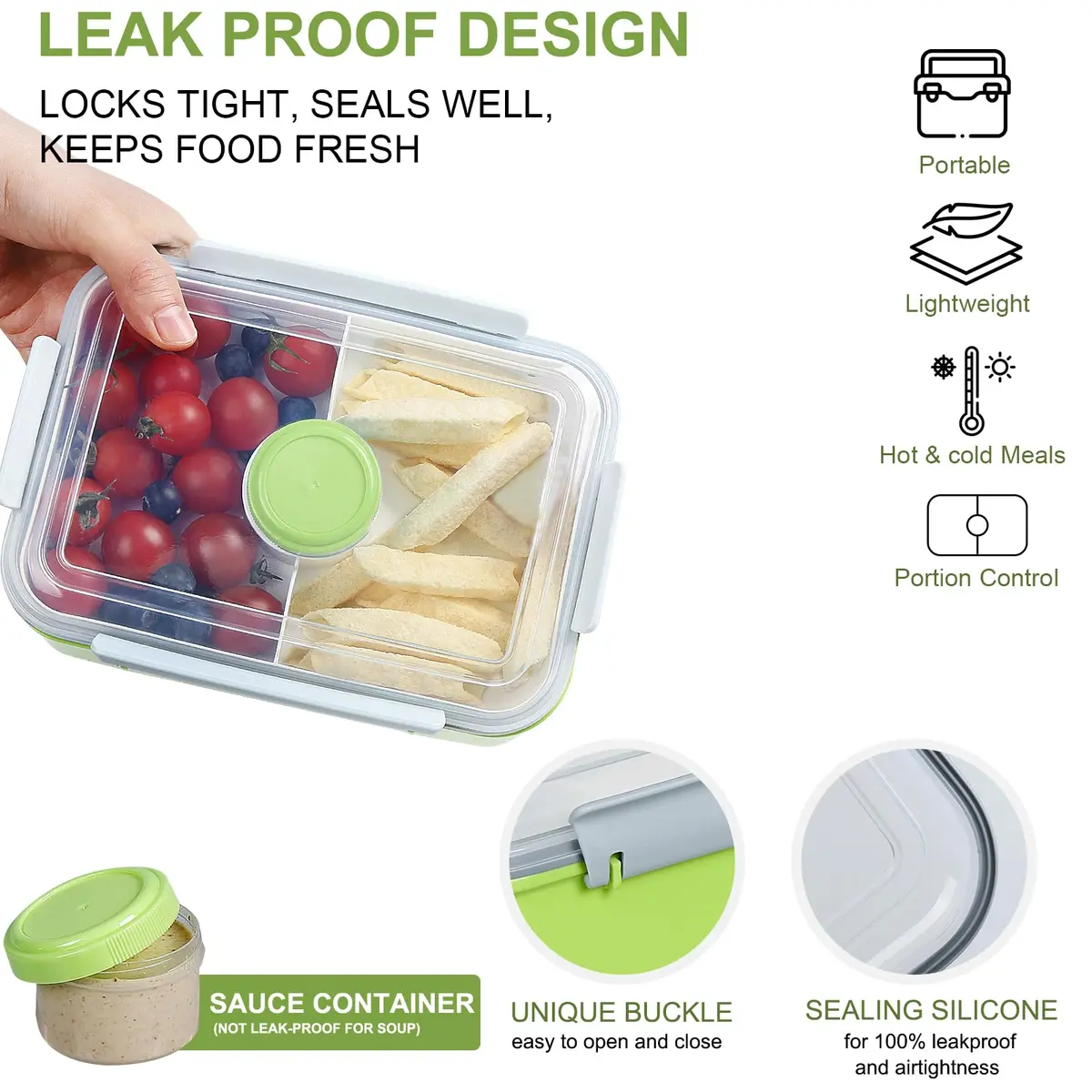 shopwithgreen 47oz Salad Lunch Container To Go | 3 Pack Food Storage & Bento Boxes, Microwave & Dishwasher Safe - view 4