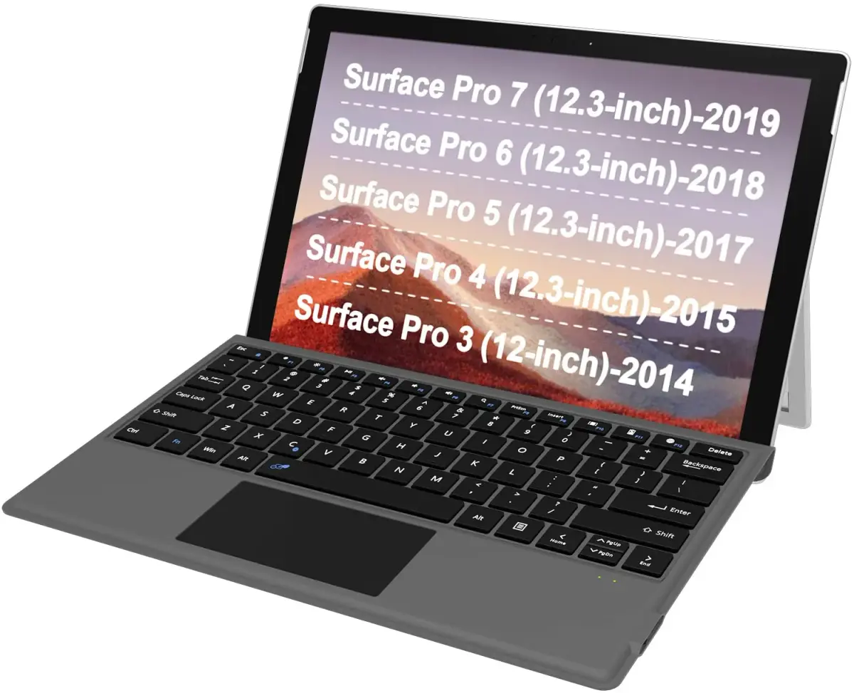Arteck Bluetooth Keyboard for Microsoft Surface Pro 7/6/5/4/3 | Ultra-Slim Portable Wireless Keyboard with Touchpad - main product image